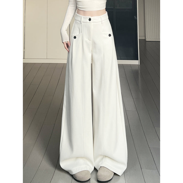 Women’s corduroy suit trousers with high waistband