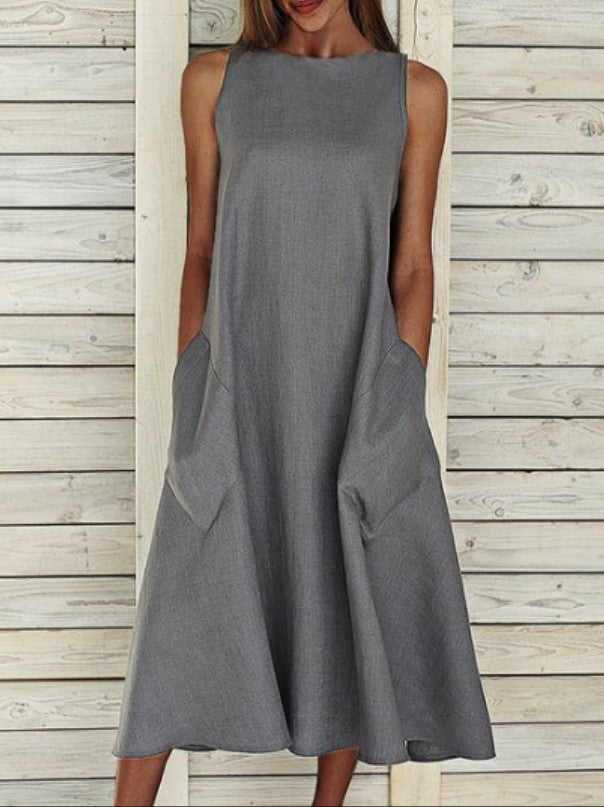 Lightweight maxi dress for ladies with practical side pockets Lune London