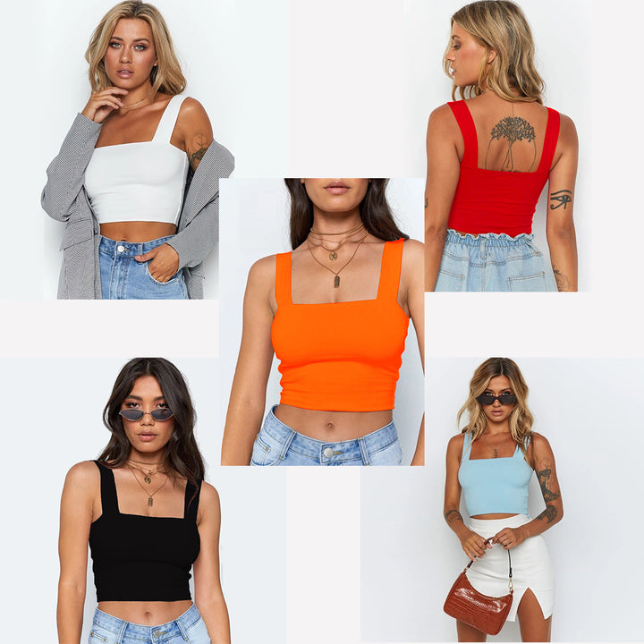 Women's Figure-Hugging Crop Top with Wide Straps Lune London