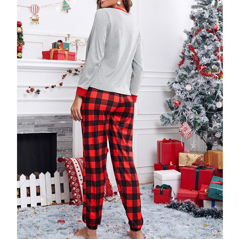 Ladies' Pajama Set, Checked, Long Sleeve, for Autumn and Winter