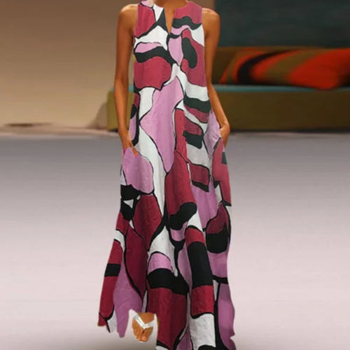 Ladies max dress with graphic print and flowing cut Amarae