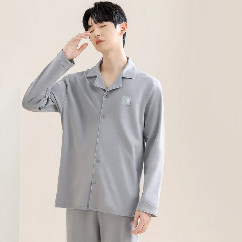 Men's tracksuit, 100% cotton, long-sleeved, breathable