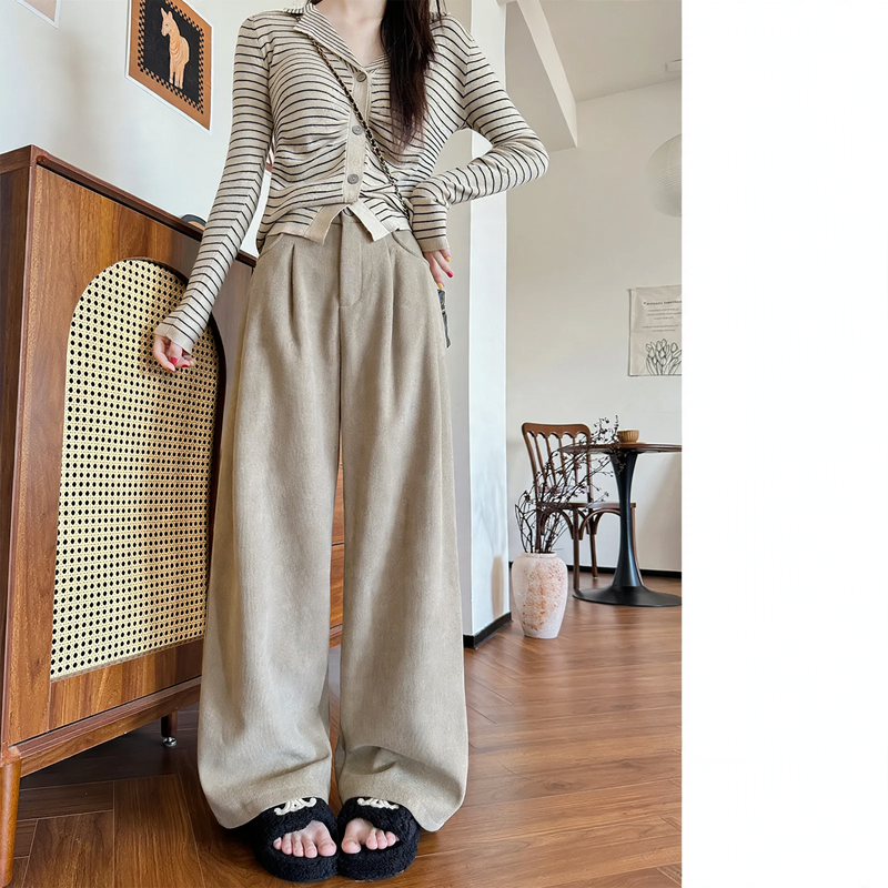 Elegant cord pants for women, wide cut