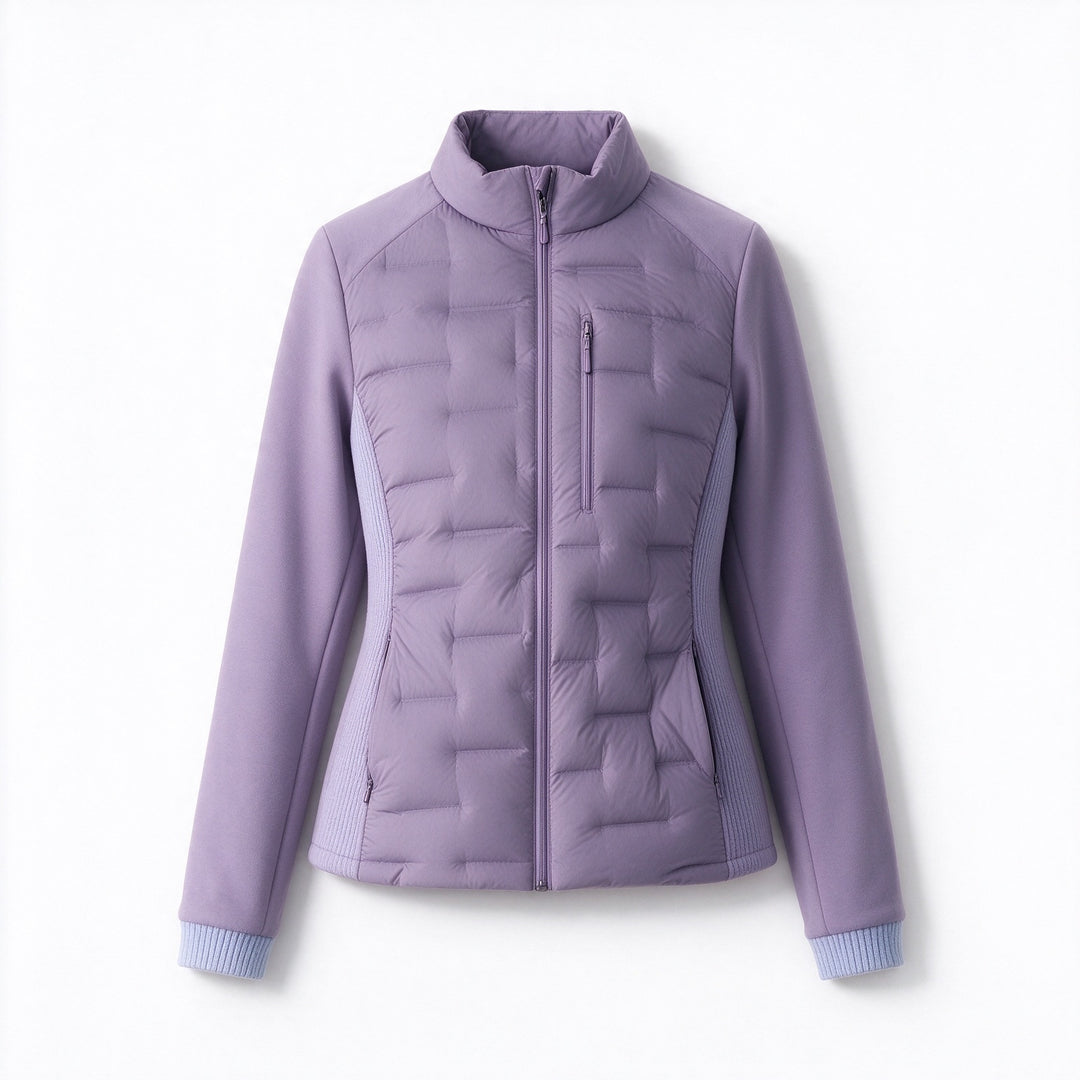 Slim women's down jacket, white duck down, lightweight and warm