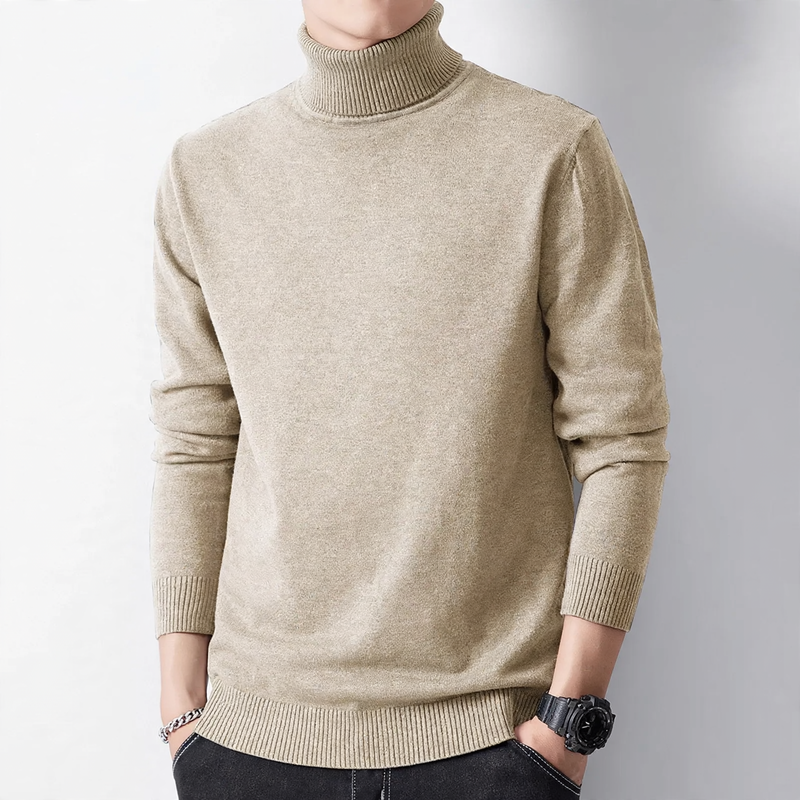 Men's turtleneck sweater, warm lined, winter