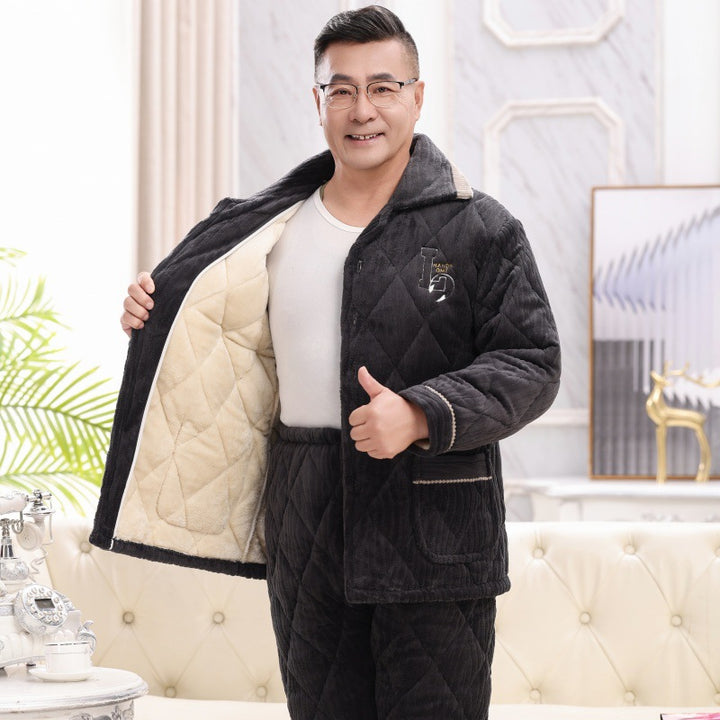 Warmer men's pajamas, padded, for winter