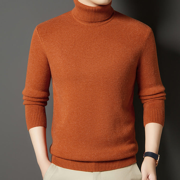 Men's turtleneck sweater with wool content, thick