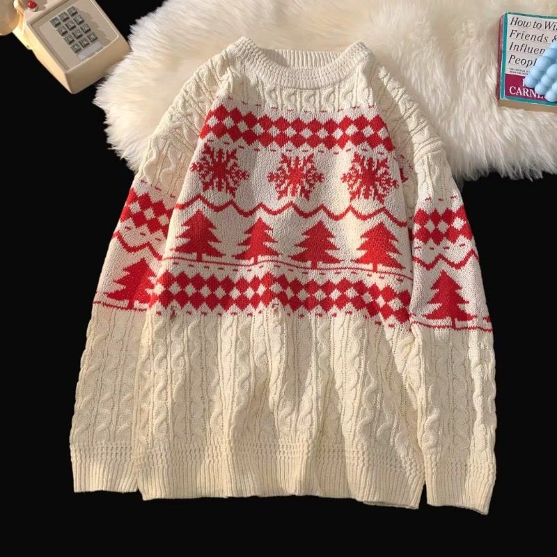 Retro knit sweater in American style