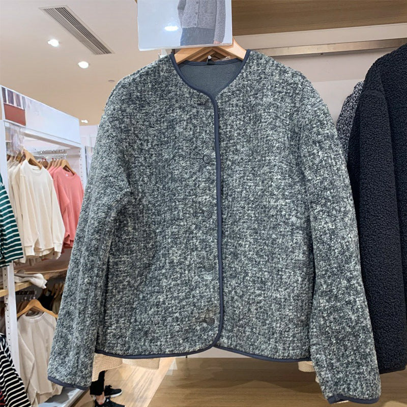 Women's cardigan made of lambskin imitation and fleece