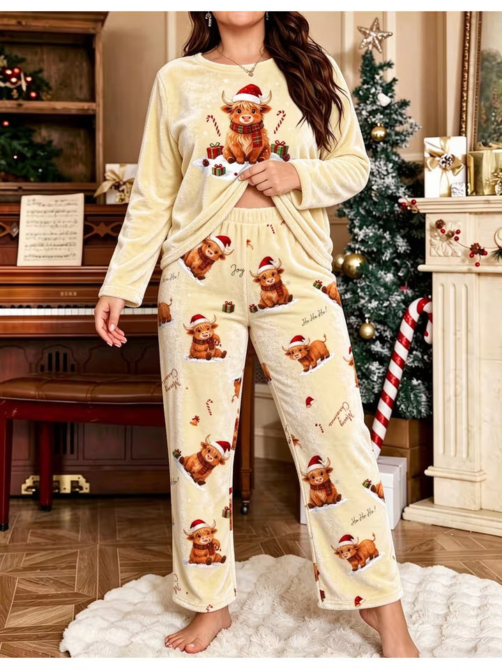 Christmas House Suit Set made of Flannel for Women