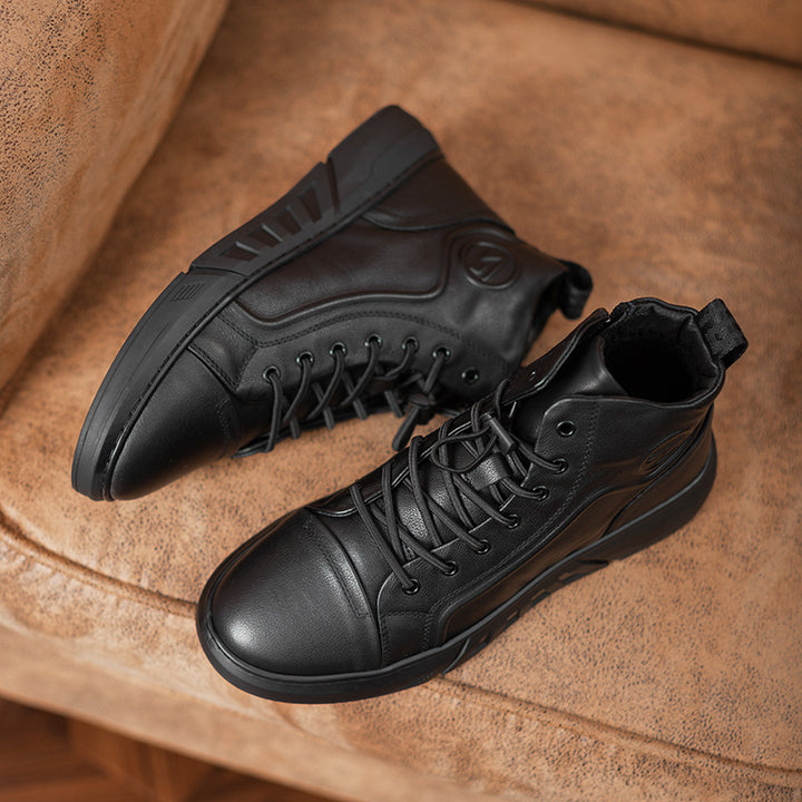 Men's leather ankle boots, insulated winter boots