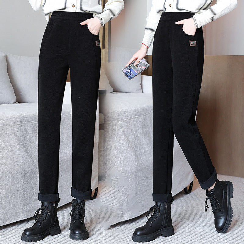 Women’s corduroy pants, lined, high waist