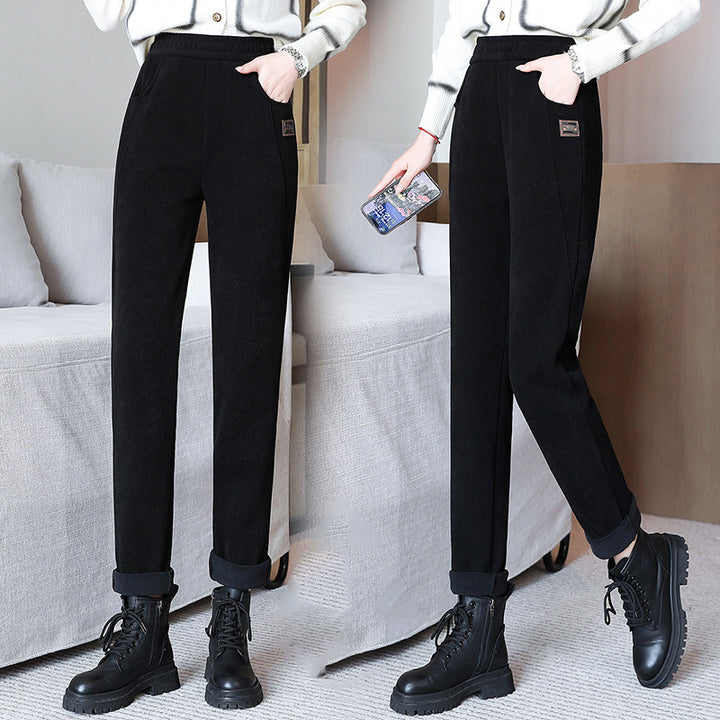 Women’s corduroy pants, lined, high waist