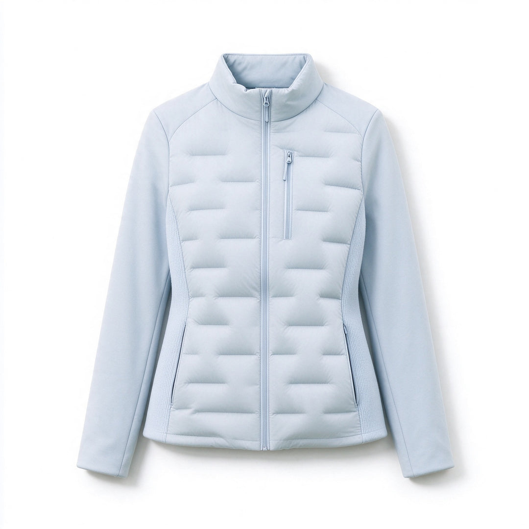 Slim women's down jacket, white duck down, lightweight and warm