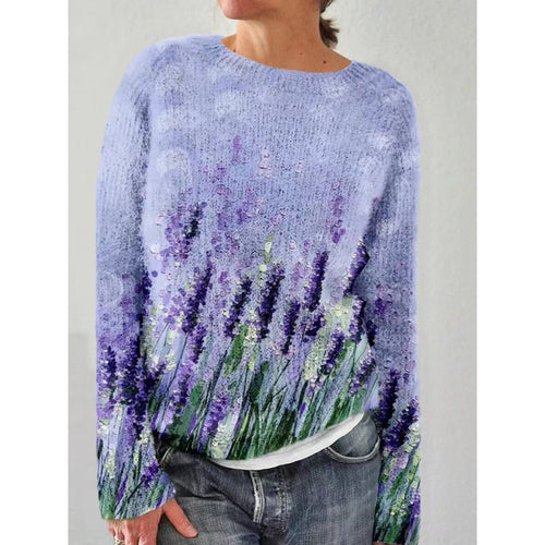 Amarae | Knit sweater - Soft knit - Loose fit - Round neck - Floral pattern