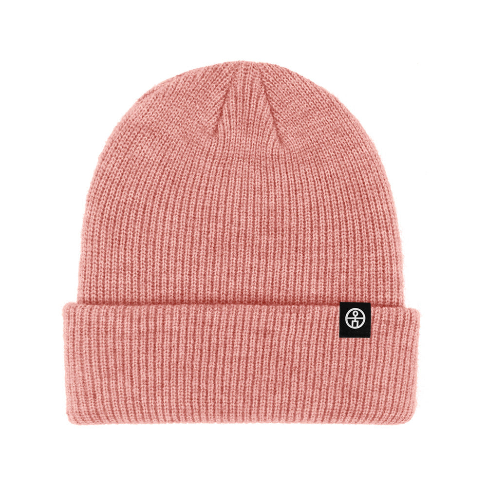 Warm knitted hat for winter, solid color, 22x20 cm