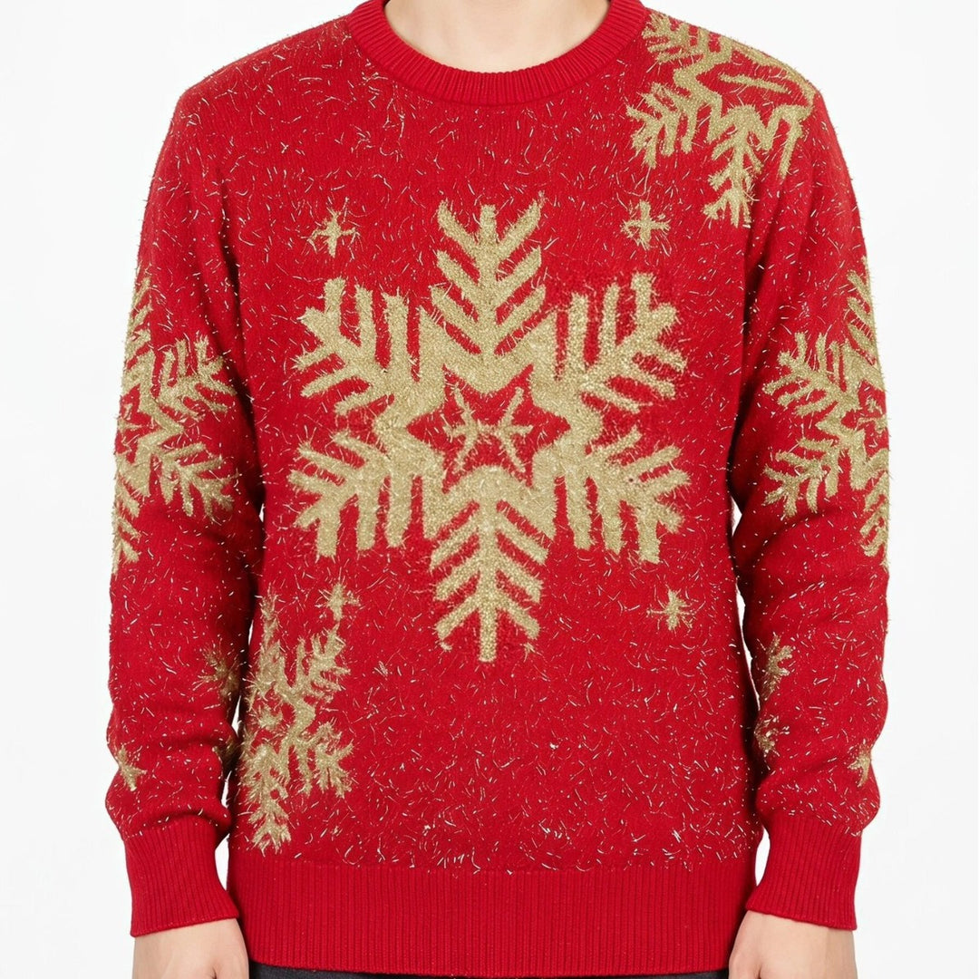 Festive women's Christmas sweater with reindeer and snowflakes