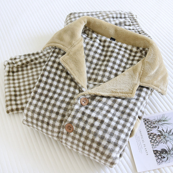 Warmer flannel pajama suit for men, lined