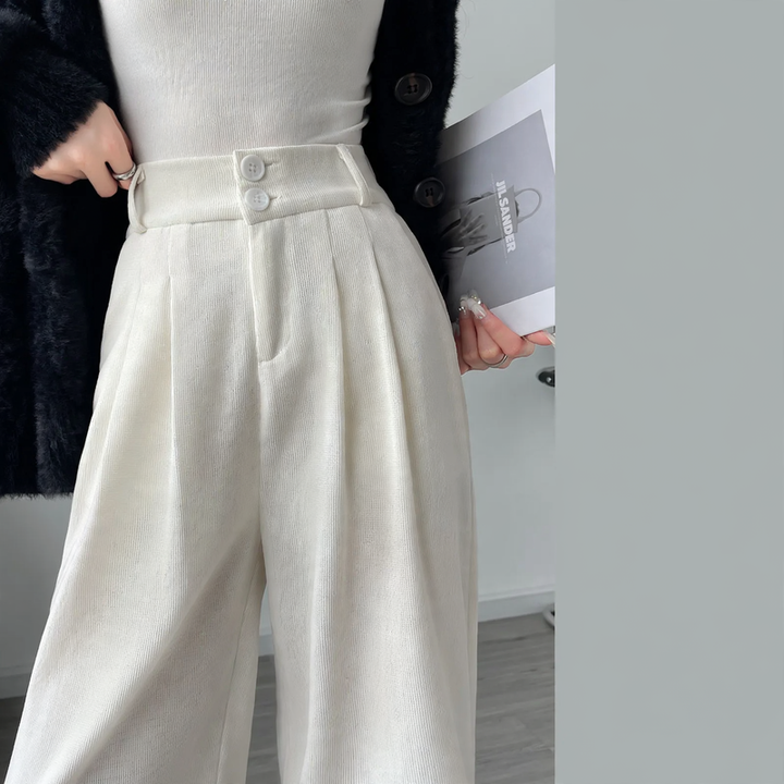 Women’s cord trousers, straight cut, lined, for spring/autumn
