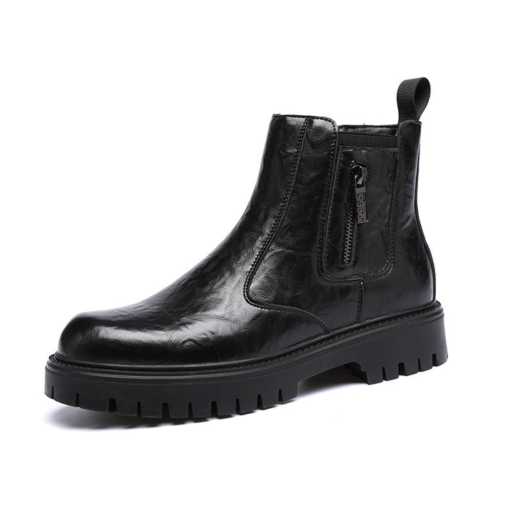 Modern men's ankle boots with platform sole