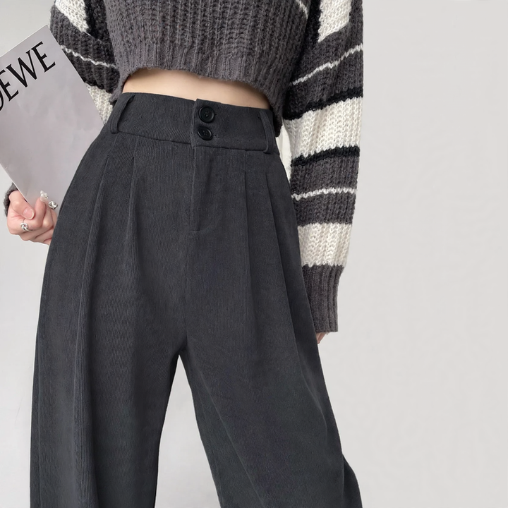 Women’s cord trousers, straight cut, lined, for spring/autumn