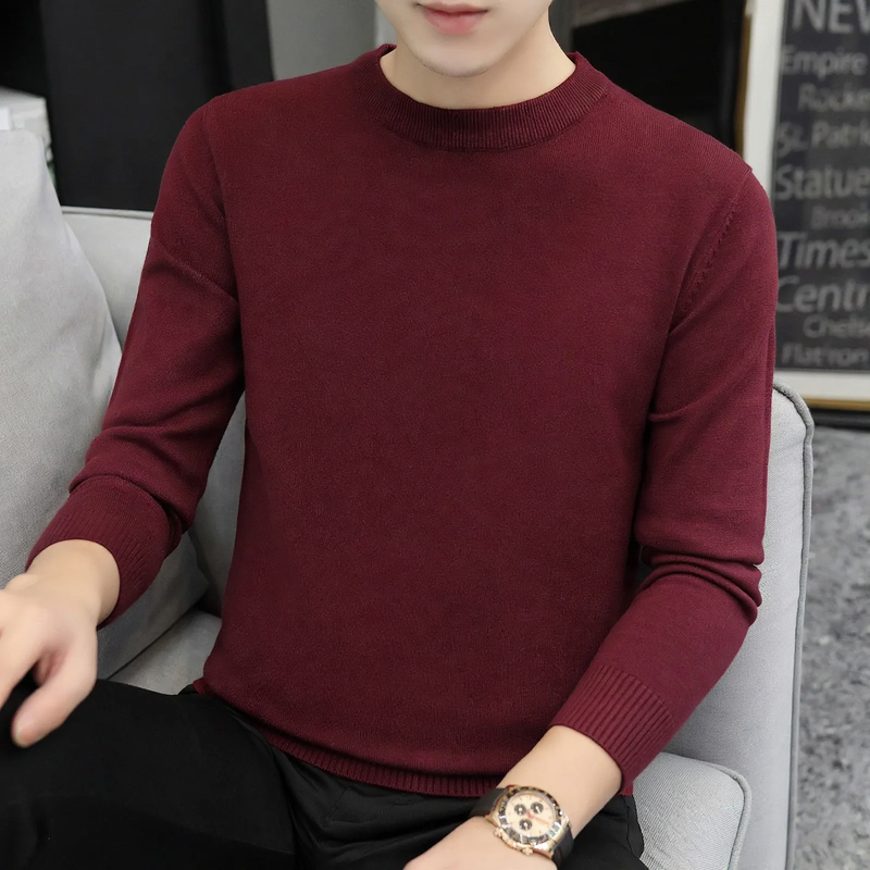 Men's knitted sweater with stand-up collar
