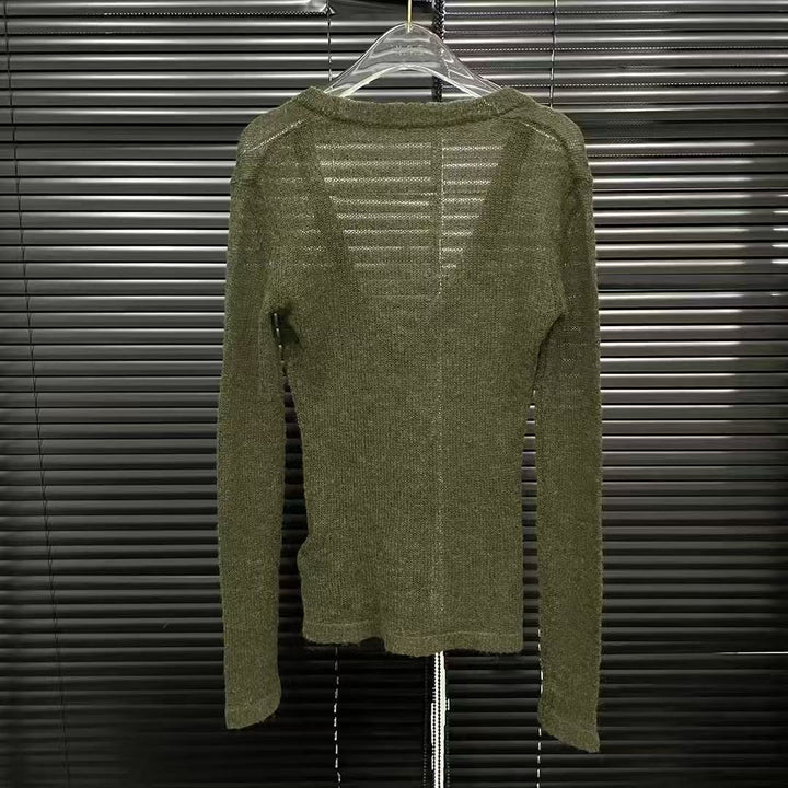 Light V-neck Long Sleeve Knit Sweater