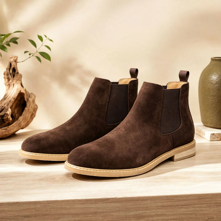 Men's leather Chelsea boots, mid-high shaft