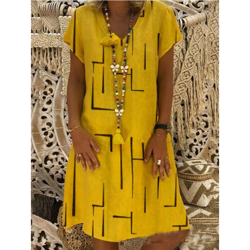 Comfortable tunic dress for women with modern graphic patterns Amarae