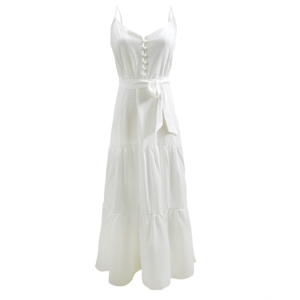 Women’s maxi dress with buttoned front and flowing skirt Lune London