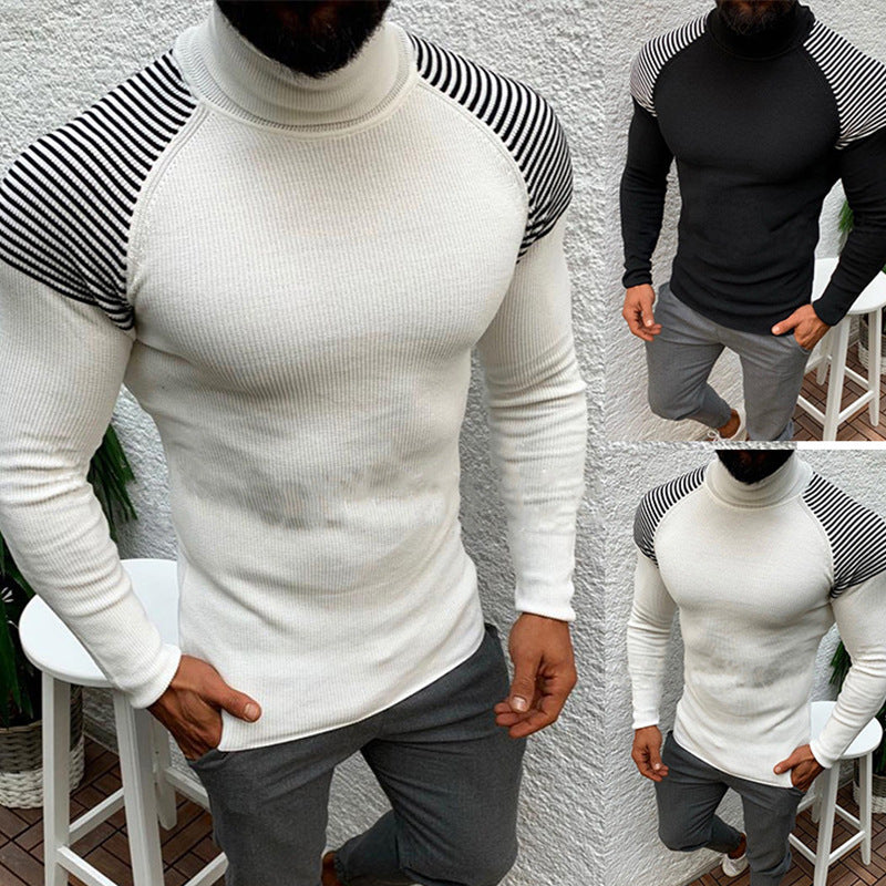 Men's high-quality functional sweater with stylish high collar and chic textured design