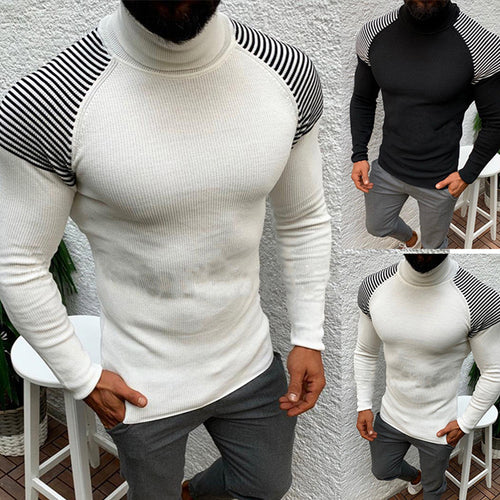 Men's high-quality functional sweater with stylish high collar and chic textured design