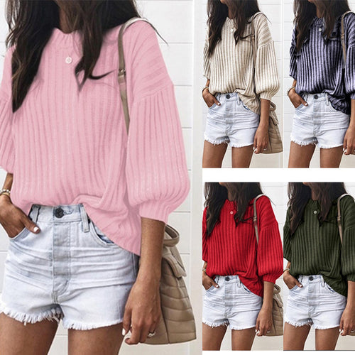 Knit sweater for women with a modern ribbed design and a relaxed fit Amarae