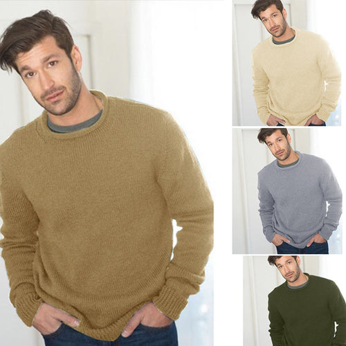 Chunky knit sweater for men with round neck and structured design Amarae