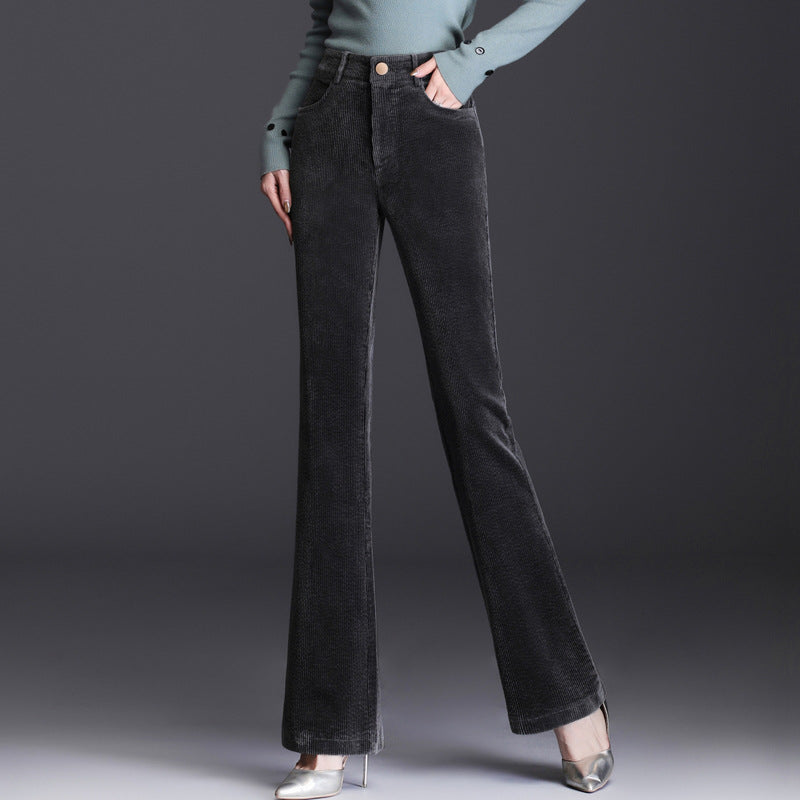 Cord-wide-leg-pants with high waist