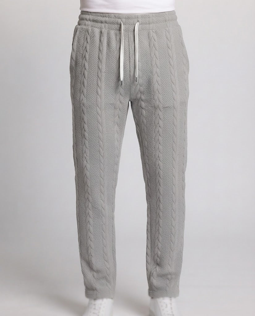 Men's Loose Fit Knitted Jogging Pants with Cable Knit Amarae