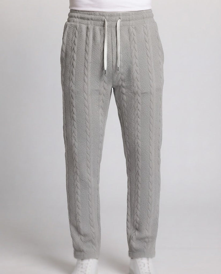Men's Loose Fit Knitted Jogging Pants with Cable Knit Amarae