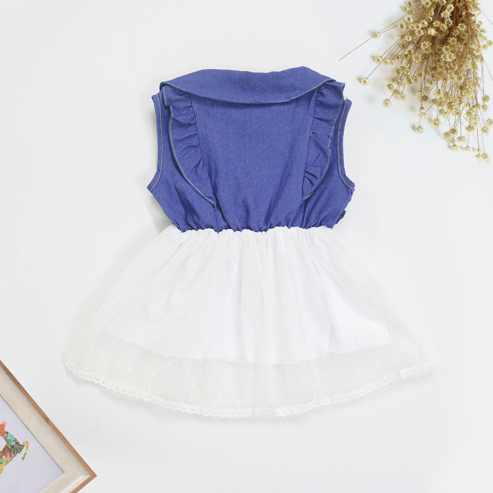 Women's dress with classic collar and transparent tulle skirt Lune London