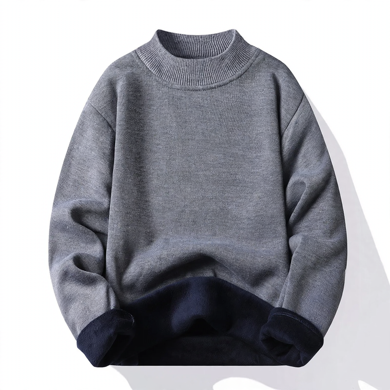 Men's sweater with stand-up collar, padded, loose