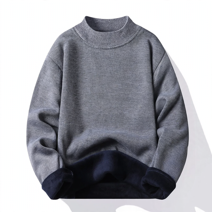 Men's sweater with stand-up collar, padded, loose