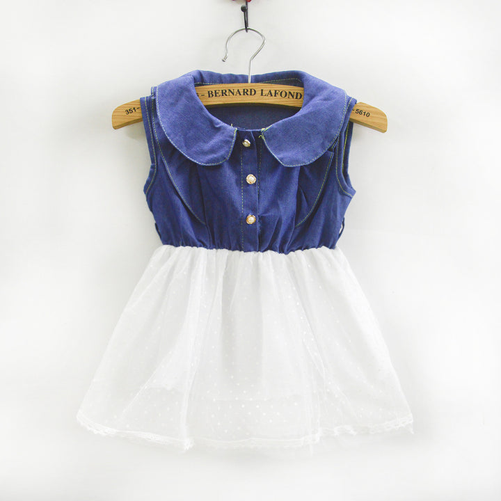 Women's dress with classic collar and transparent tulle skirt Lune London
