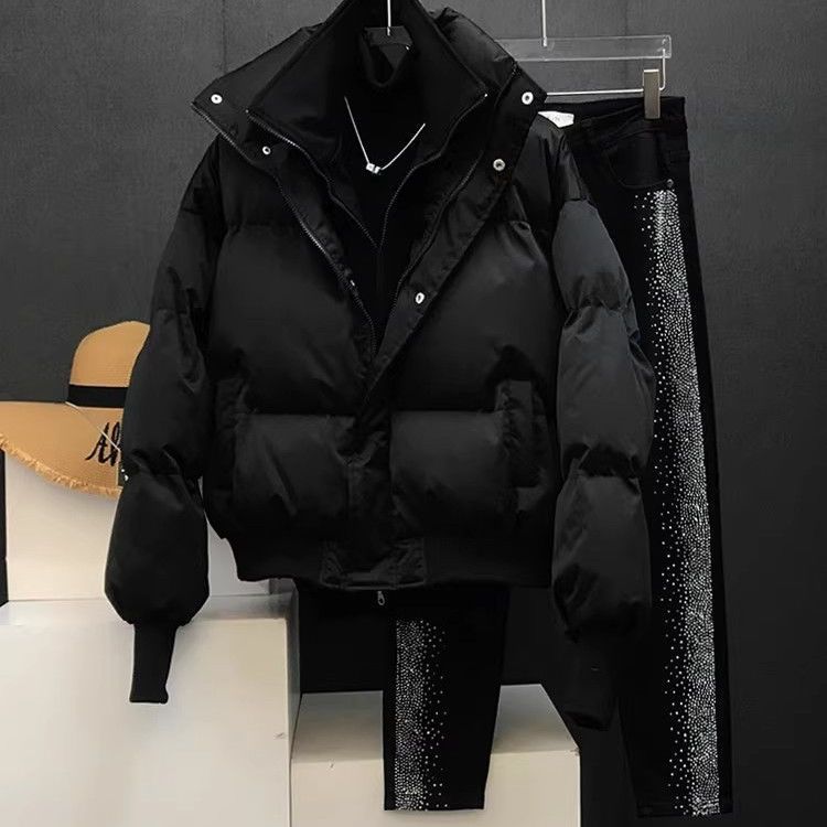 Men's winter jacket, stand collar, lined, short