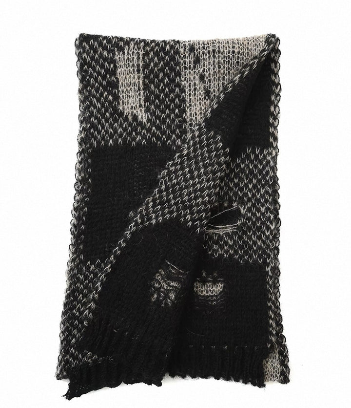 Checked knitted scarf in used look, 165 cm