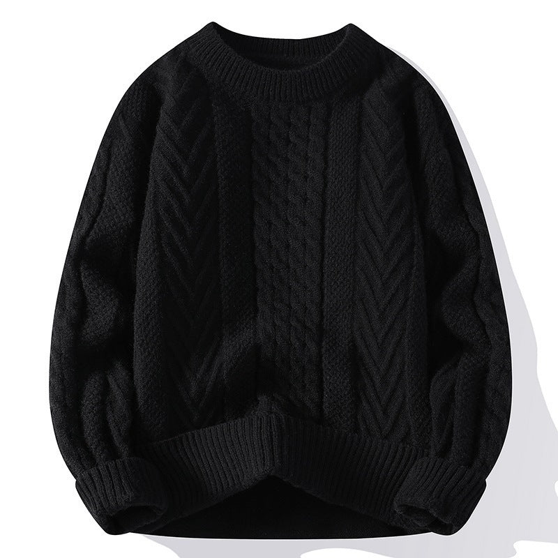 Chunky knit sweater with cable pattern