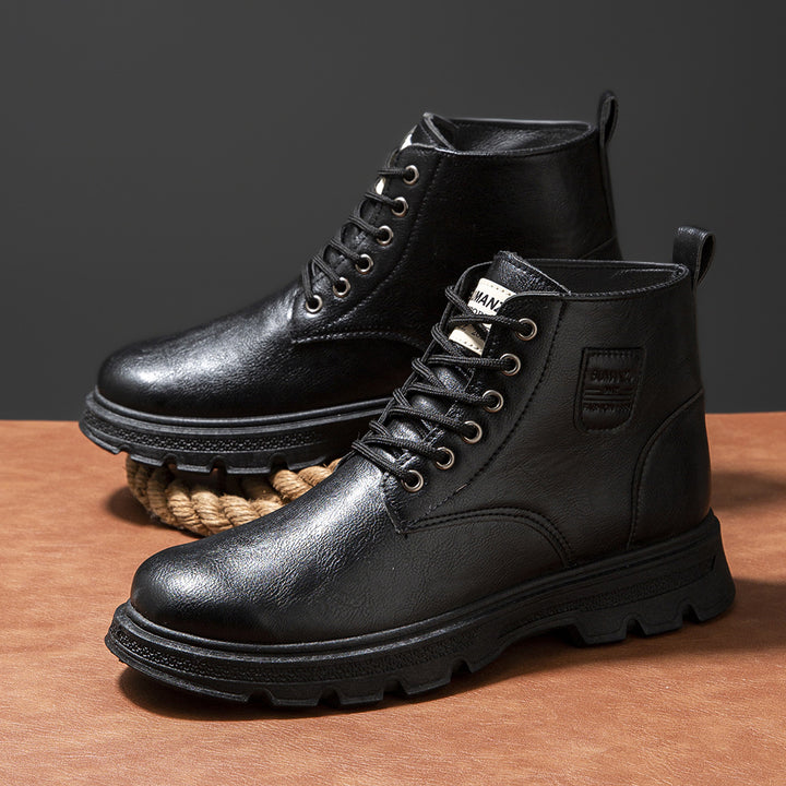 Men's ankle boots made of genuine cowhide leather, lined