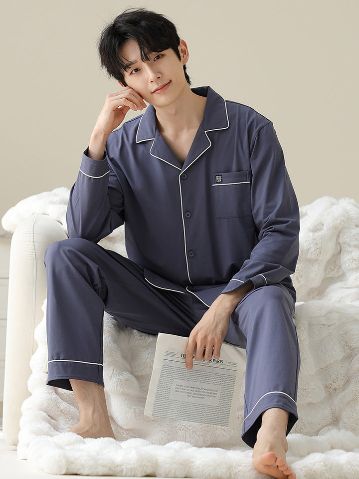 Men's Pajama Set, Cotton, Long Sleeve, Classic