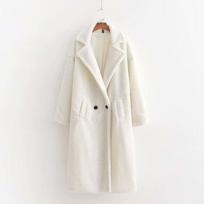 Loose lamb fur imitation coat, long