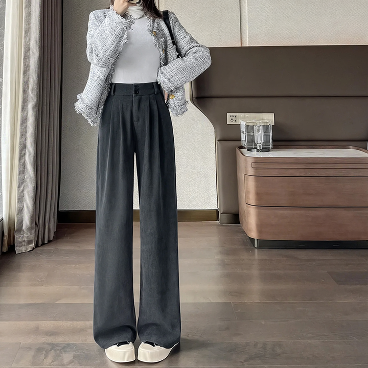 Cord suit trousers for women, lined, straight cut