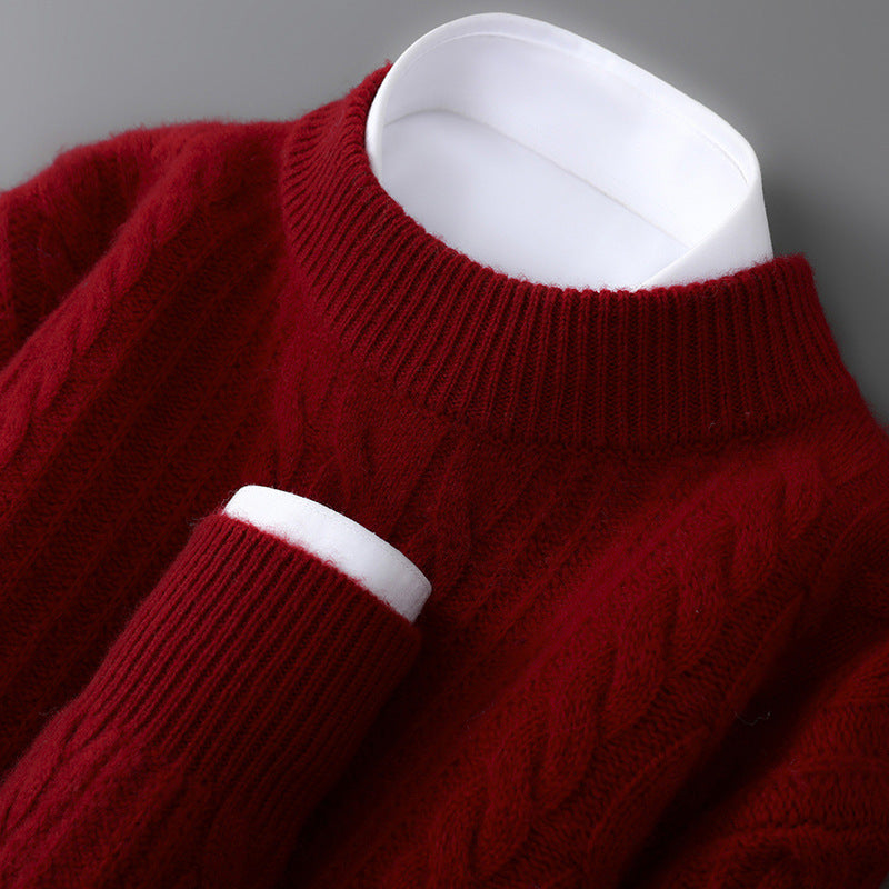 Men's Wool Sweater, 100% Wool, Stand Collar, Loose