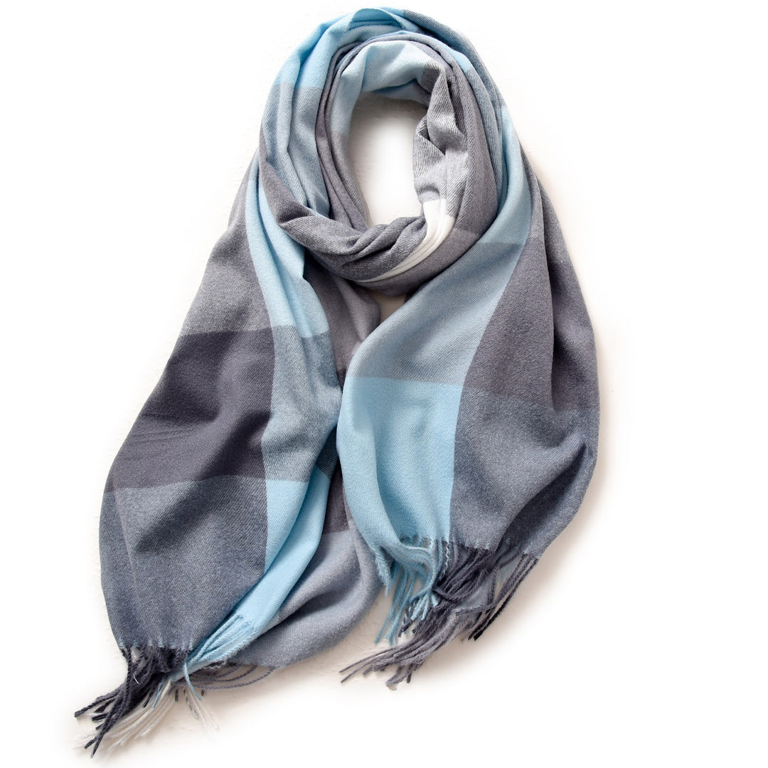 Large winter scarf with check pattern, 180 cm